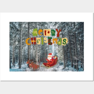 Santa in the forest Posters and Art